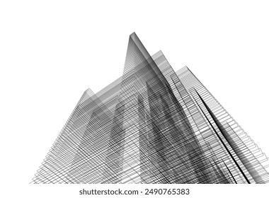 Abstract city sketch 3d rendering