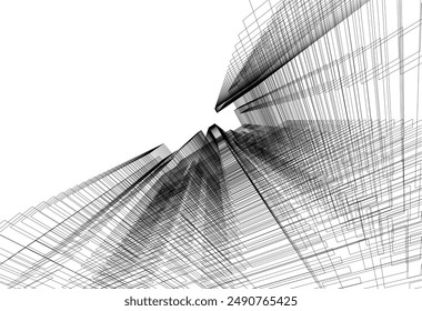 representación en 3d de boceto de ciudad Abstractas