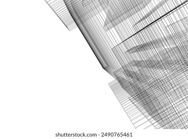 Abstract city sketch 3d rendering