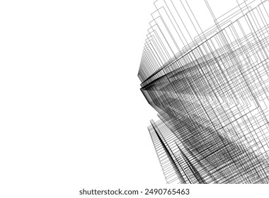 Abstract city sketch 3d rendering