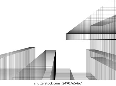 Abstract city sketch 3d rendering