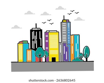 abstract city skyline with white background