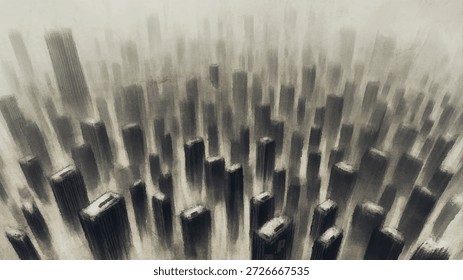 Fondo de multitud de rascacielos de ciudad Abstractas con concepto de densidad Urbana