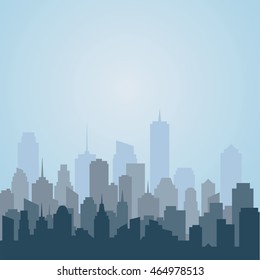 abstract city skyscrapers, blue vector background