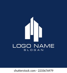 Resumen del diseño vectorial del logo de la ciudad. Elegante casa de arquitectura de hotel logotipo. Modelo de diseño de logotipo para empresas, empresas, finanzas, bienes inmuebles