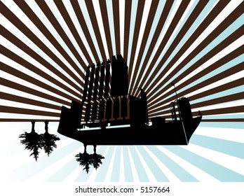 abstract city with tree