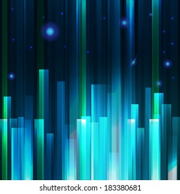 Abstract city vector background. Lighting effect banner.