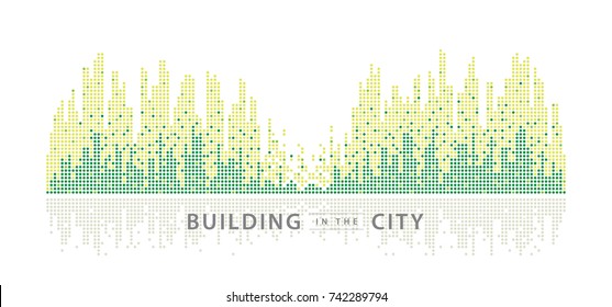 Abstract City vector, Equalizer background. transparent city landscape, Dots Building in the night City, skyline Perspective, Architecture vector