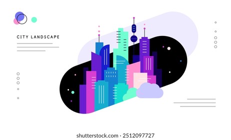 Abstract city. Web banner, presentation slide. Modern flat illustration. Vector file.