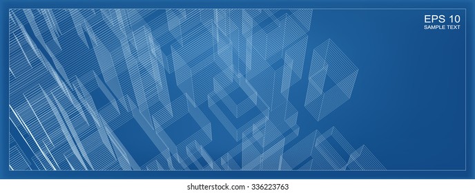 Fondo Abstractas del wireframe de la ciudad del edificio. Fondo de plano de Vector para diseño de Plantilla.