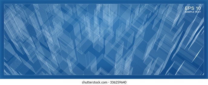 Abstract city wireframe background of building. Vector blueprint background for template design.