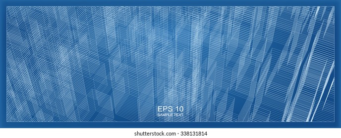 Abstract city wireframe background of building. Vector blueprint background for template design.