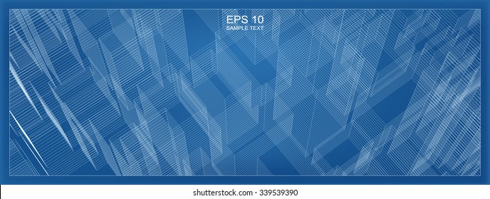 Abstract city wireframe background of building. Vector blueprint background for template design.