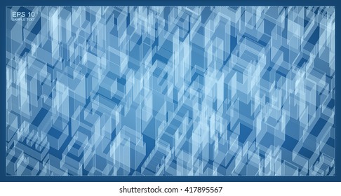 Abstract city wireframe background of building. Vector blueprint background for template design.