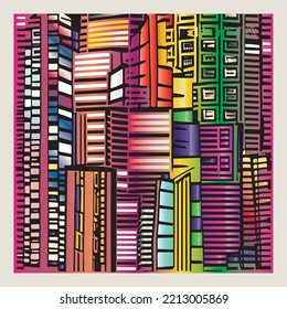 abstract cityscape background with neon lighting for interior