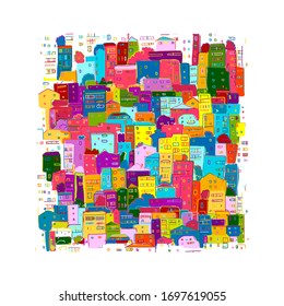Abstract cityscape background, sketch for your design. Vector illustration