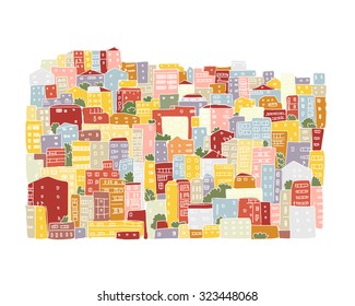 Abstract cityscape background, sketch for your design. Vector illustration