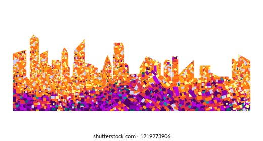 Abstract cityscape, bright wallpaper, background city silhouette, vector illustration.