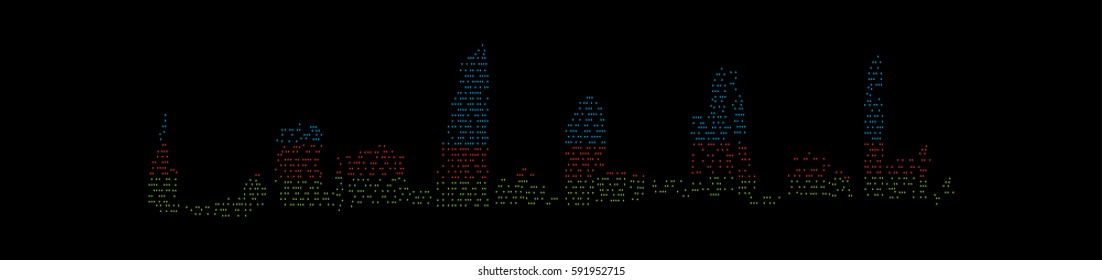 Abstract cityscape in colors of Azerbaijan flag
vector illustration of city in red blue and green colors