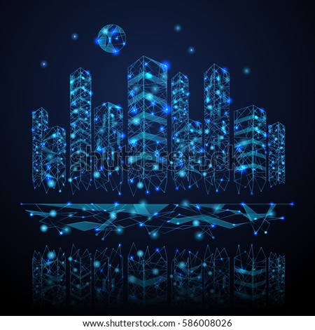 Abstract Cityscape Image Isolated On Black Stock Vector Royalty