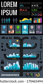 Abstrakte Stadtinfografien. Infografik-Elemente-Kollektion mit Stadt- und Stadtelementen