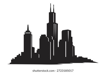 Abstraktes Stadtlandschafts-Logo-Design in Schwarz-Weiß-Tönen
