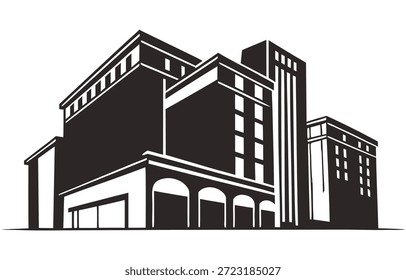 Abstraktes Stadtlandschafts-Logo-Design in Schwarz-Weiß-Tönen