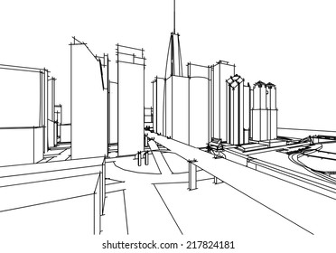 abstract cityscape sketch