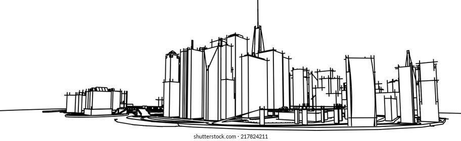 abstract cityscape sketch