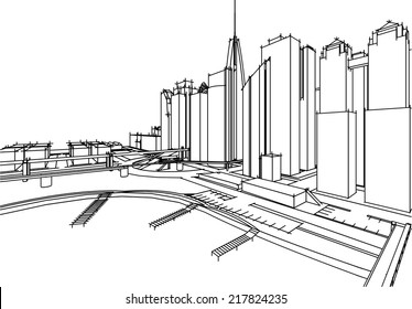 abstract cityscape sketch