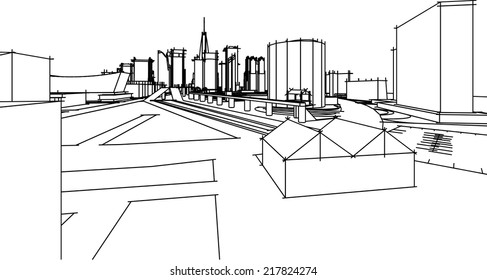 abstract cityscape sketch