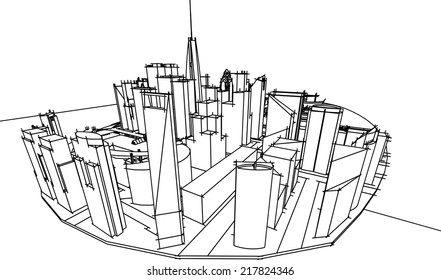 abstract cityscape sketch