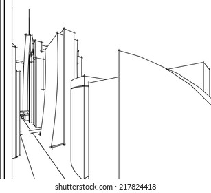 abstract cityscape sketch