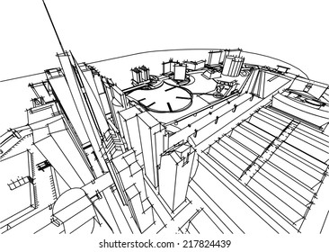 abstract cityscape sketch