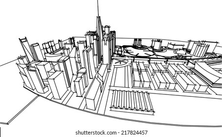 abstract cityscape sketch