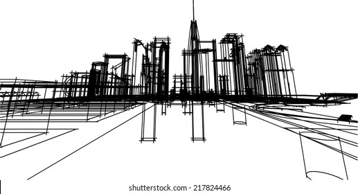 abstract cityscape sketch