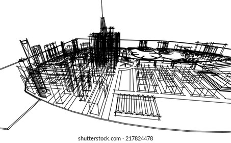 abstract cityscape sketch