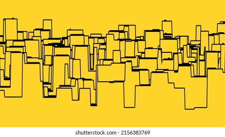 abstract cityscape skyline continuous line 