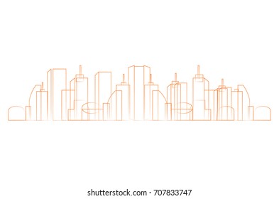 abstract cityscape vector illustration. Outline buildings, skyscrapers