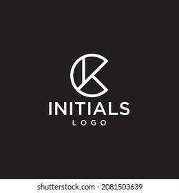 Abstract CK, KC logo design with line vector graphic