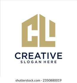 Abstract CL Letter Creative Home Shape Logo Design. Unique Real Estate, Property, Construction Vector Icon.