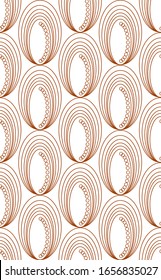 Abstract clam seamless pattern for bath tile, scrapbook, wrap paper, wallpaper, book cover, textile linen. Brown line seashell for t-shirt, bag or hoody print. White backdrop stock vector illustration