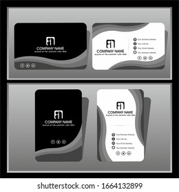 Abstract classic black and white visiting card Template With double-sided creative business card. portrait and landscape layout.vector illustration