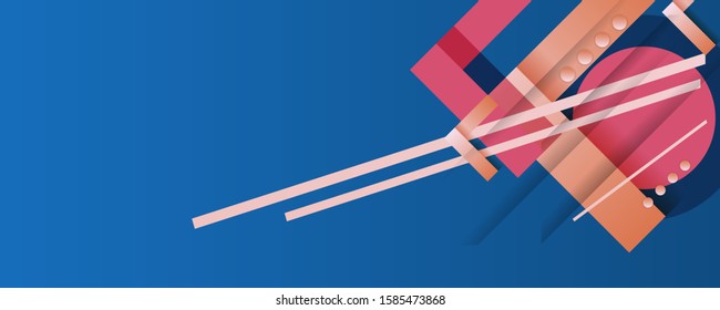 Abstract classic blue dark modern colors geometric shape and shadows editable vector design
