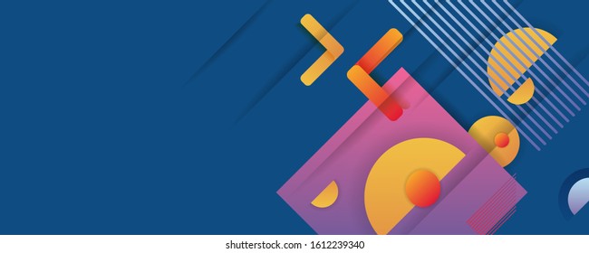 Abstract classic blue dark modern colors art lines geometric shape and shadows editable vector
