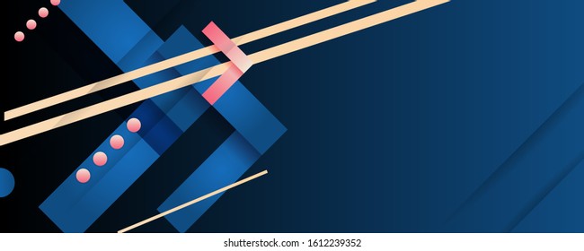 Abstract classic blue dark modern colors art lines geometric shape and shadows editable vector