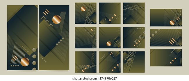 Abstract classic blue and green background dark modern colors geometric shape and shadows editable vector design. Stock Vector Illustration