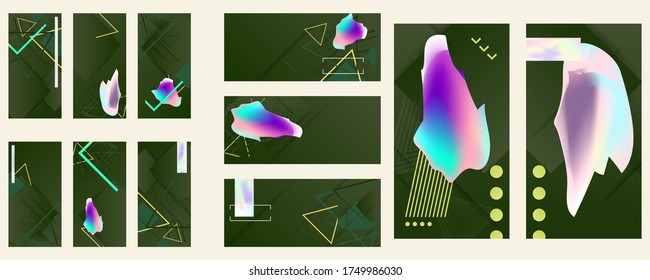 Abstract classic blue and green background dark modern colors geometric shape and shadows editable vector design. Stock Vector Illustration