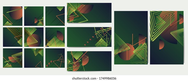 Abstract classic blue and green background dark modern colors geometric shape and shadows editable vector design. Stock Vector Illustration
