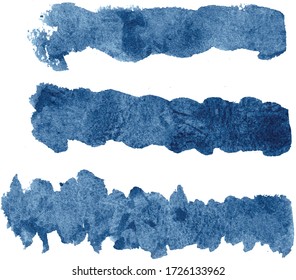 Abstract classic blue watercolor hand paint texture, isolated on white background, watercolor textured backdrop, watercolor drop, traced, vector eps 10